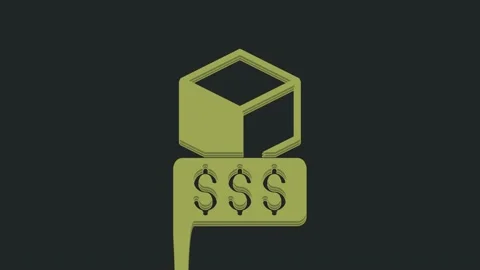 Green 3D printer services icon isolated on black background. 3d printing. 4K Stock Footage 235588616
