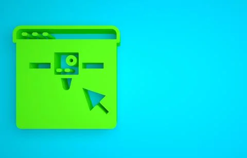 Green 3D printer setting icon isolated on blue background. 3d printing Stock Illustration