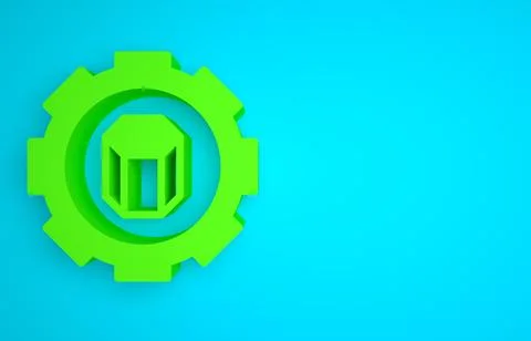 Green 3D printer setting icon isolated on blue background. 3d printing 库存插图