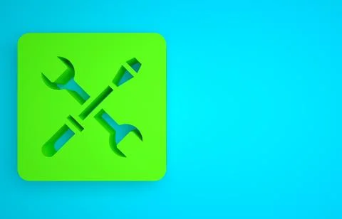 Green 3D printer setting icon isolated on blue background. 3d printing Stock Illustration