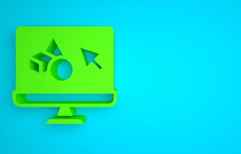 Green 3D printer software icon isolated on blue background. 3d printing Stock Illustration