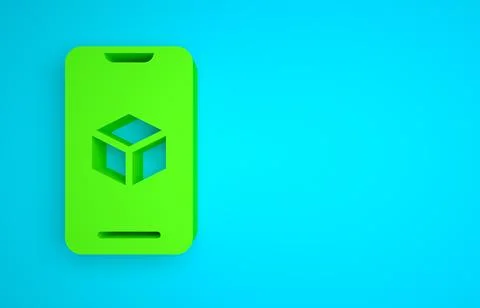 Green 3D printer software icon isolated on blue background. 3d printing Stock Illustration