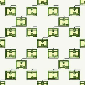 Green 3D Printer vector Additive Manufacturing colored seamless pattern Stock Illustration