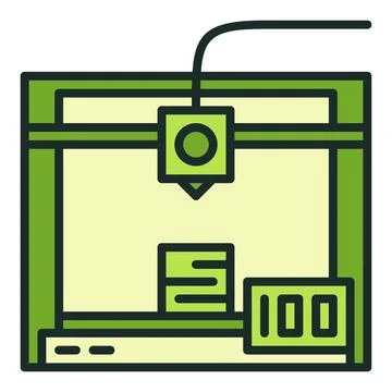Green 3D Printer vector Additive Manufacturing colored icon or symbol Stock Illustration