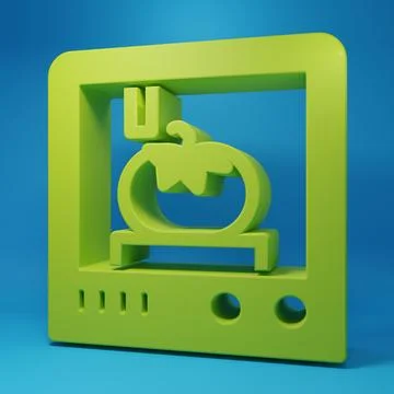 Green 3D printing technology icon isolated on blue background. Minimalism c.. 스톡 일러스트