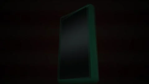 Green 3d Rectangular Object Rotating Against Dark Background Stock Footage 343707784