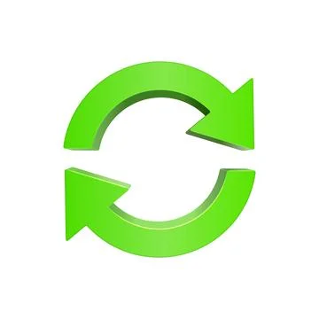 Green 3D Refresh Icon with Arrows Stock Illustration
