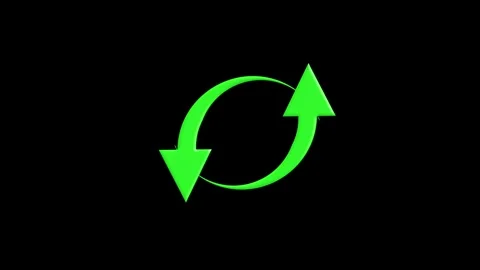 A green 3D refresh or sync icon with two arrows rotating in a circle Stock Footage 319389716