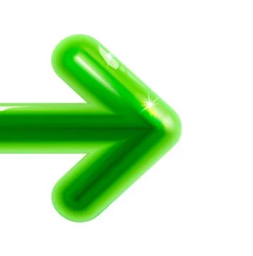 Green 3d rounded plastic glossy realistic business arrow. Stock Illustration