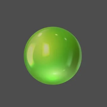 Green 3D sphere with reflective highlights, geometric shape, isolated gray Stock Illustration