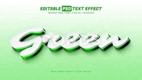 Green 3d style text effect editable PSD 템플릿