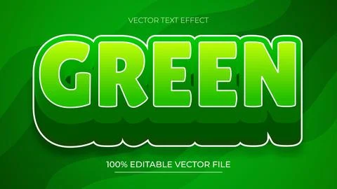 Green 3d text effect and editable text effect 스톡 일러스트