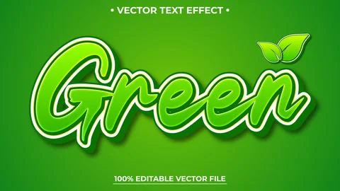 Green 3D Text template Editable text Effect Style Illustrazione stock