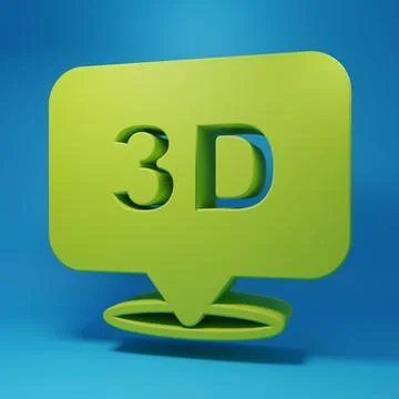 Green 3D word icon isolated on blue background. Minimalism concept. 3D rend.. Stock Illustration