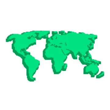 Green 3d world map like pix elements Illustrazione stock