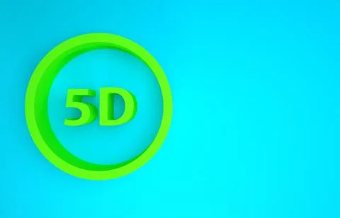 Green 5d virtual reality icon isolated on blue background. Large three-dimens Stock Illustration