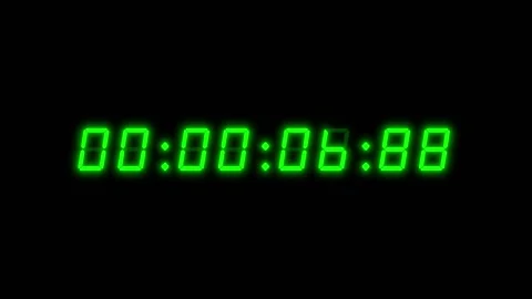 Green 60 second digital clock counting up to 1 minute Stock Footage 311802896