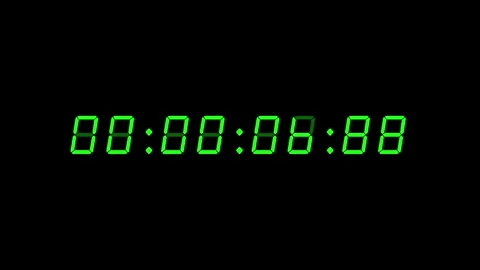 Green 60 second digital green clock counting up to 1 minute Stock Footage 311806727