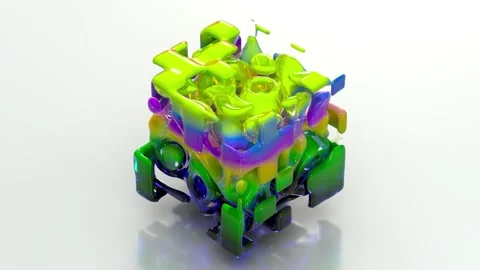 Green Abstract 3D Cube 61 4K Stock Footage 304738123