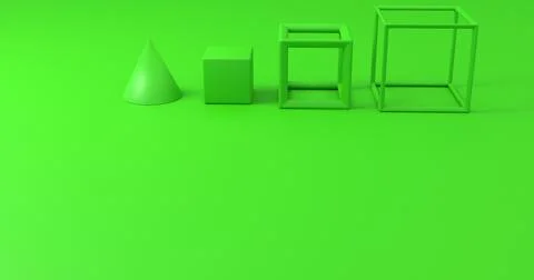 Green Abstract 3d rendering of geometric shapes. Illustrazione stock