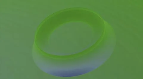 Green abstract 3D shape waving softly and transforming with a hole in the middle Illustrazione stock