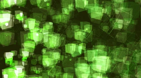 Green Abstract Animated Cubes  - 4K Resolution Ultra HD Stock Footage 41533430