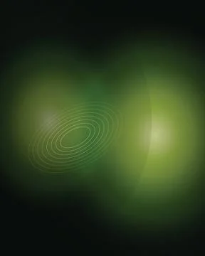 Green abstract background with concentric ellipses and soft light spots, fu.. Stock Illustration