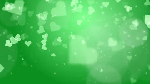 Green abstract background with falling flying hearts shapes. 스톡 동영상 254406441