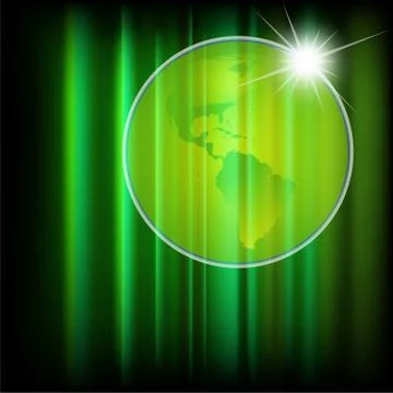 Green abstract background with globe Stock Illustration