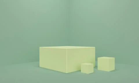 Green abstract background with podium cube. 3d rendering Stock Illustration