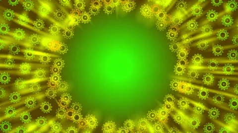Green abstract background, rays and stars, frame, loop Stock Footage 61416496