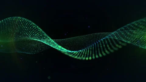 Green Abstract Background Seamless Loop. 4K Digital Waves of Glowing Partic.. Stock Footage 317829269