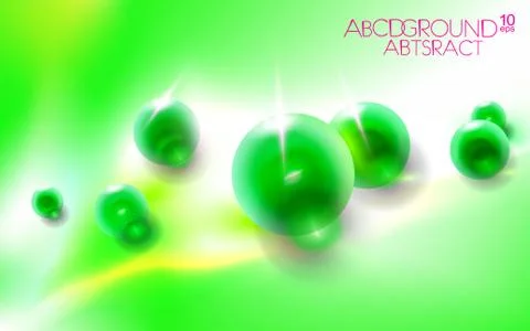 Green abstract background with spheres. Balls composition plastic Stock Illustration