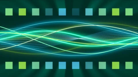 Green abstract background, waves light, shape and particles, loop Stock Footage 152252097
