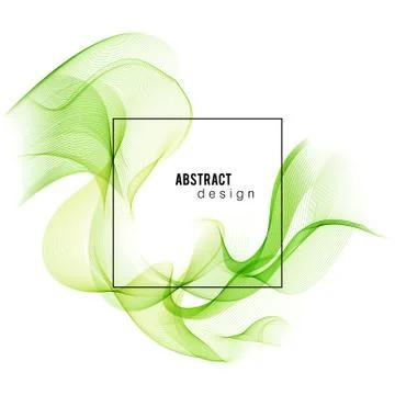 Green abstract color wave. Vector smoke lines Stock Illustration
