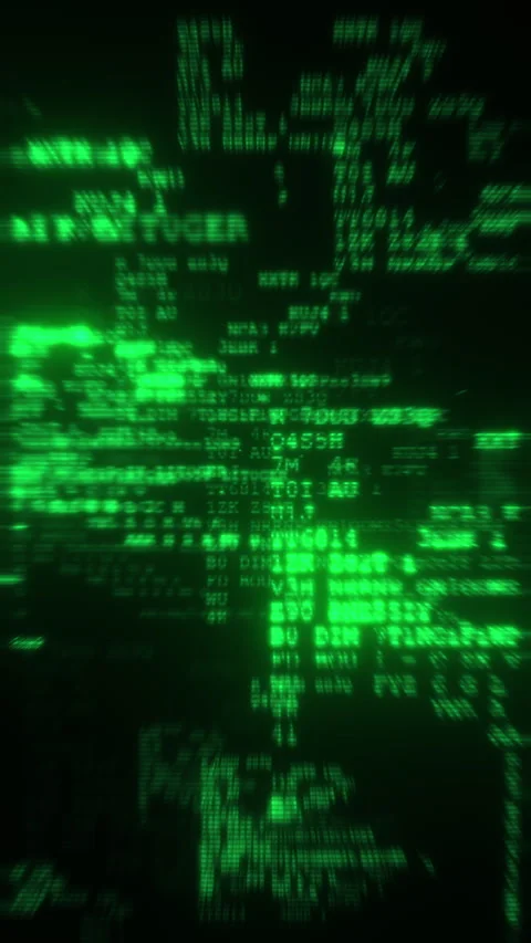 Green Abstract Computer Data Matrix Background Loop Stock Footage 324943139