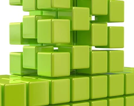 Green abstract cubes block array 3d illustration Stock Illustration