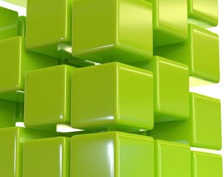 Green abstract cubes block array 3d illustration Stock Illustration