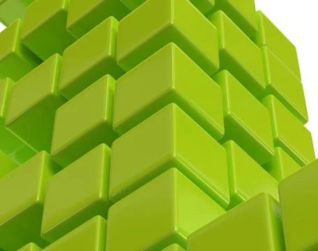 Green abstract cubes block array 3d illustration Stock Illustration
