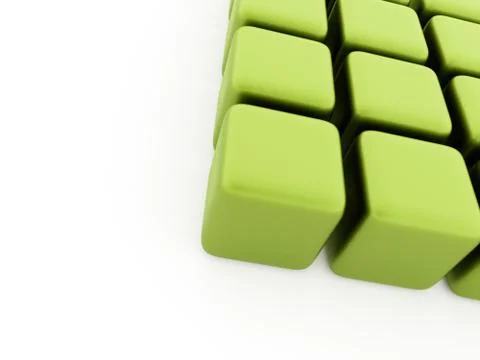 Green abstract cubes isolated on white Ilustración de archivo