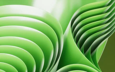 Green abstract curvy background, desktop wallpaper, 3d rendering. Stock Illustration