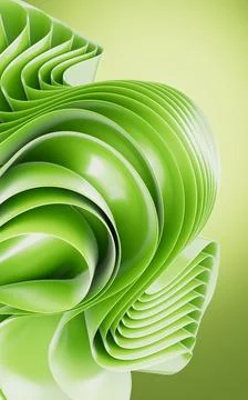 Green abstract curvy background, desktop wallpaper, 3d rendering. Stock Illustration