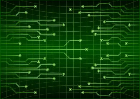 Green abstract cyber future technology concept background, circuit, binary code Stock Illustration
