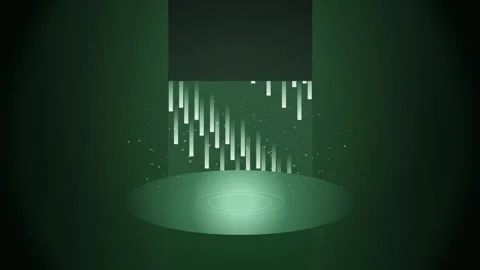 Green abstract digital data stream flowing onto circular platform with part.. Stock Footage 346541680