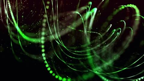 Green abstract with dot and line light glowing in dark space environment Stock Footage 327572063