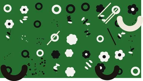Green abstract dots and circular patterns Stock Illustration
