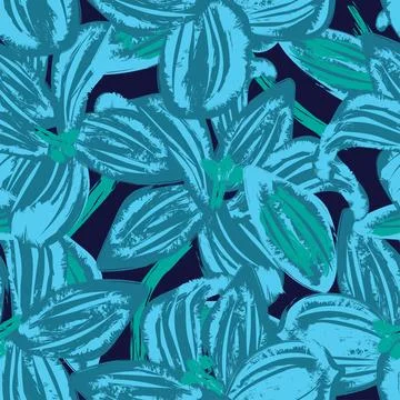 Green Abstract Floral Seamless Pattern Design Stock Illustration
