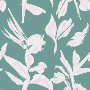 Green Abstract Floral Seamless Pattern Design 库存插图