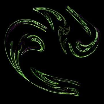 Green abstract fractal pattern on black background, wallpaper, design Stock Illustration