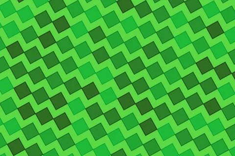 Green abstract geometric pattern with squares and zigzags Stock Illustration